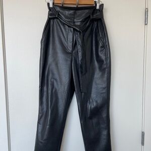 High-rise Babaton (Aritzia) vegan leather pants with tie waist